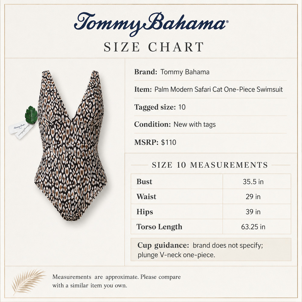 NWT Tommy Bahama Palm Modern Safari Cat One Piece Swimsuit 10 $110 - Picture 6 of 6
